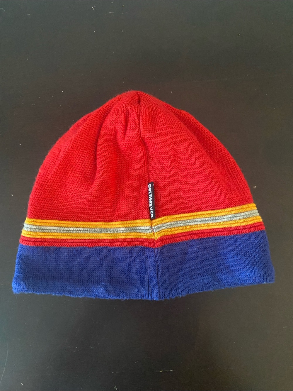 Obermeyer Red, Blue & Yellow Stripe Knit Kids Beanie